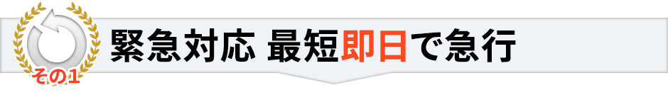 その1 緊急対応 最短「即日」で急行!