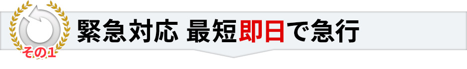 その1 緊急対応 最短即日で急行