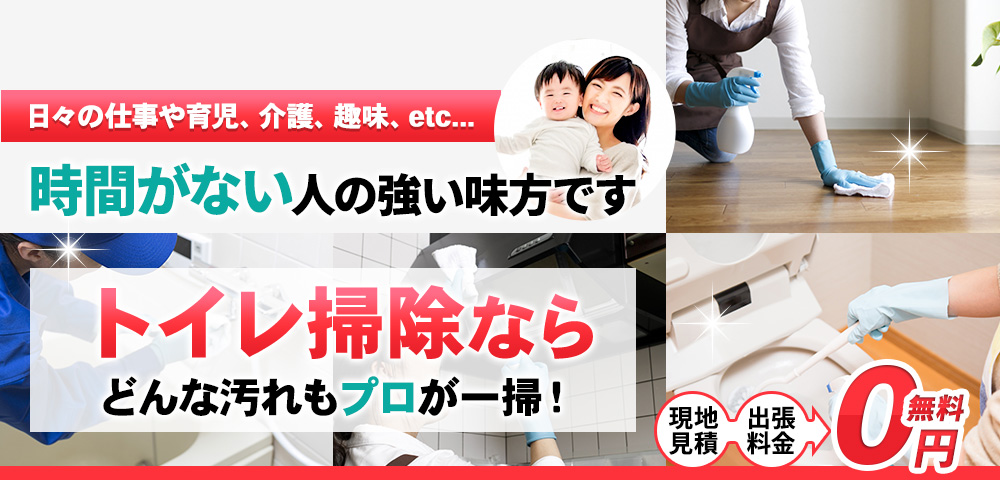 日々の仕事や育児、介護、趣味、etc... 時間がない人の強い味方です, トイレ どんな汚れもプロが一掃! 現地見積・出張料金 0円無料